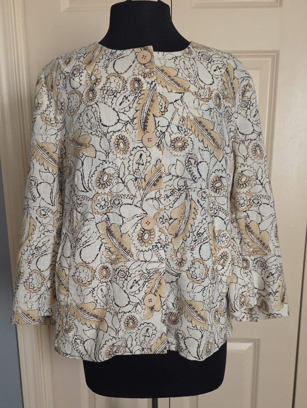 Linen Blend Jacket 3/4 Sleeve